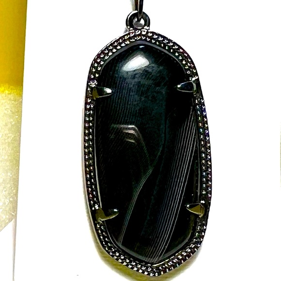 NWT Kendra Scott Elle Earrings Black Banded Agate Gunmetal Perfectly Beautiful! - Picture 4 of 7